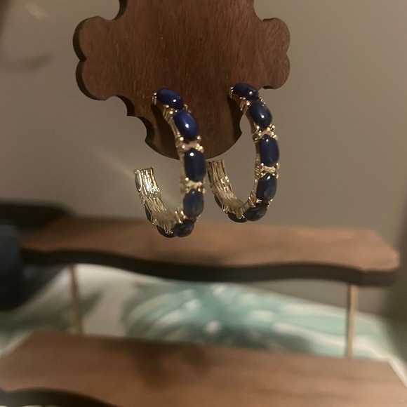 C-Shaped Faux Turquoise Bohemian Earrings - Picture 1 of 6